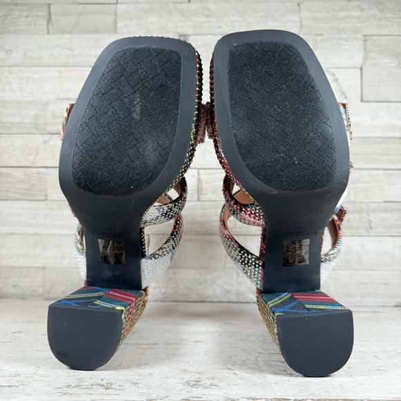 Kurt Geiger London MAYFAIR PLATFORM MULE HEEL Size 37 US 7 Plaid Rhinestone NEW - Picture 10 of 13